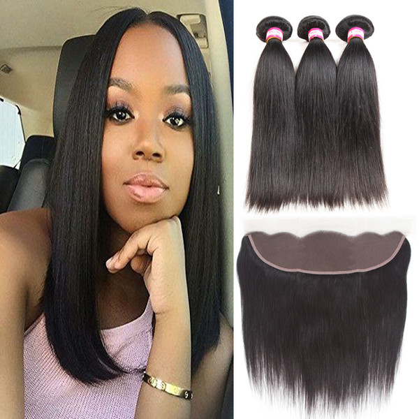 8A Hot Selling Brazilian Virgin Human Hair Weave Bundles Straight Hair Extensions with Frontal Closure Brazillian Unprocessed Hair