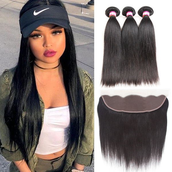 Daily Deals Best Sale Items Brazilian Straight Hair Bundles With 13x4 Straight Lace Frontal Remy Human hair Lace Frontal With Baby Hair