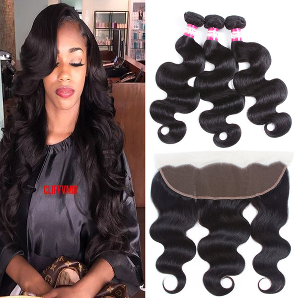 8A Brazilian Body Wave Human Hair Bundles with Frontal Closure 8A Grade Unprocessed Brazilian Hair Bundles with Frontal