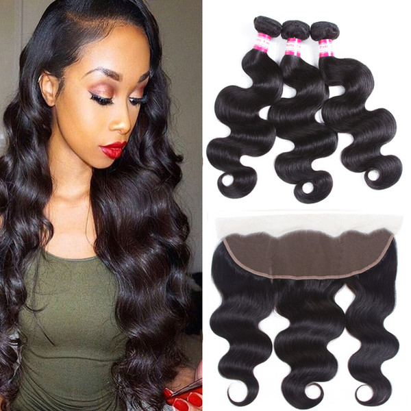 Hot Sale Prettycoco Brazilian Virgin Hair Body Wave 3 Bundles With Pre Plucked 13x4 Ear to Ear Full Frontal Closure Baby Hair 8-30inch