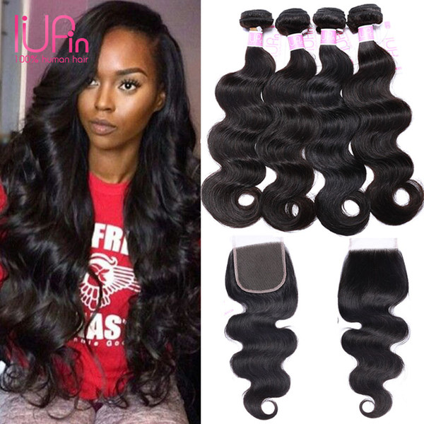 Beauty Supply Brazilian Body Wave Hair Weaves Closure With 4 Bundles Peruvian Malaysian Straight Virgin Hair 4 Bundles With Closure On Sale