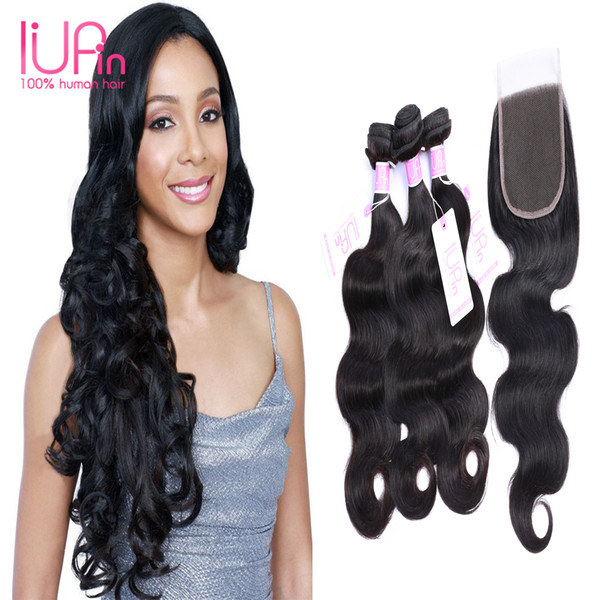 Brazilian Body Wave Virgin Human Hair 3 Bundles with 1 Lace Closure 100% Unprocessed Brazilian Peruvian Malaysian Indian Human Hair Extensio