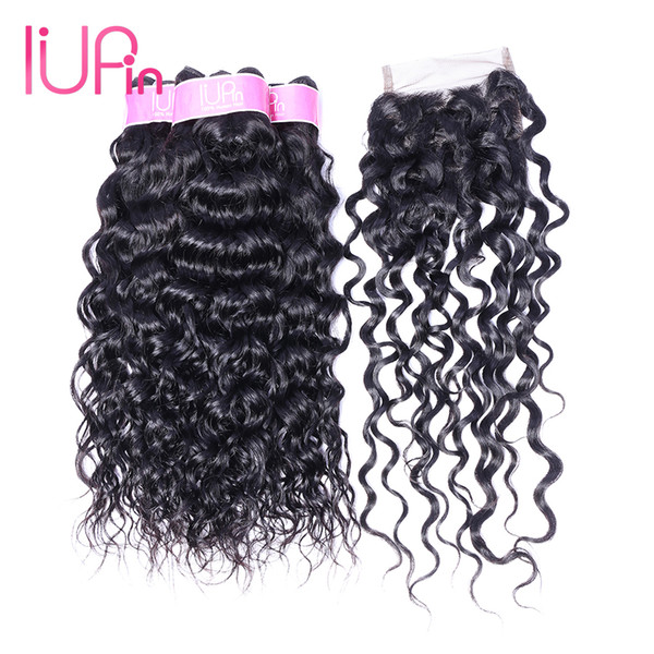 Brazilian Virgin Hair With Closure 3 Bundles Water Wave With Closure 4x4 Lace Closure With Bundles 4 Pieces/Lot Human Hair Extension