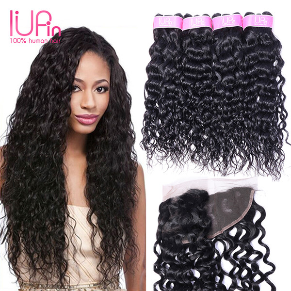 Mlaysian Hair With Closure Water Wave 3 Bundles With Lace Frontal 13x4 Virgin Human Hair Extension With Water Wave Closure For Wholesale