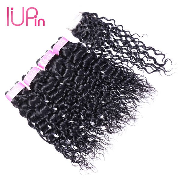 Water Wavy Hair With Closure 8A Peruvian Virgin Hair Bundles With Closure 4x4 Free Part Water Wave Virgin Hair With Closure Beauty Supply