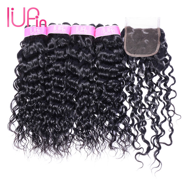 Cheap Peruvian Hair Water Wave Human Hair Weft Closures With Bundles 8A Peruvian Virgin Hair 4 Pieces/Lot 4x4 Lace Closure With Bundles