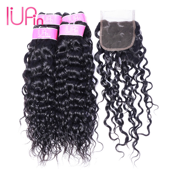 Peruvian Hair With Closure 3 Bundles Water Weaves Human Hair With Closures 4x4 Free Part Water Wave Virgin Hair With Closure 4Pieces/Lot