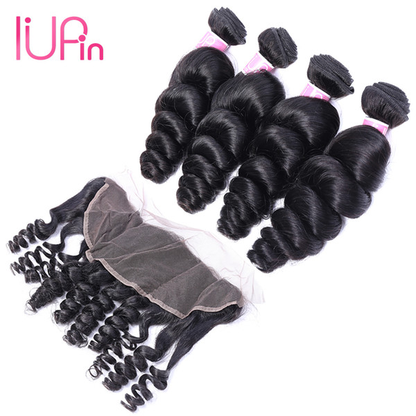 Peruvian Loose Wave With Lace Frontal Closure 13x4 Peruvian Virgin Human Hair With Closure 8''-28''Double Weft Hair Loose Weaves Closure