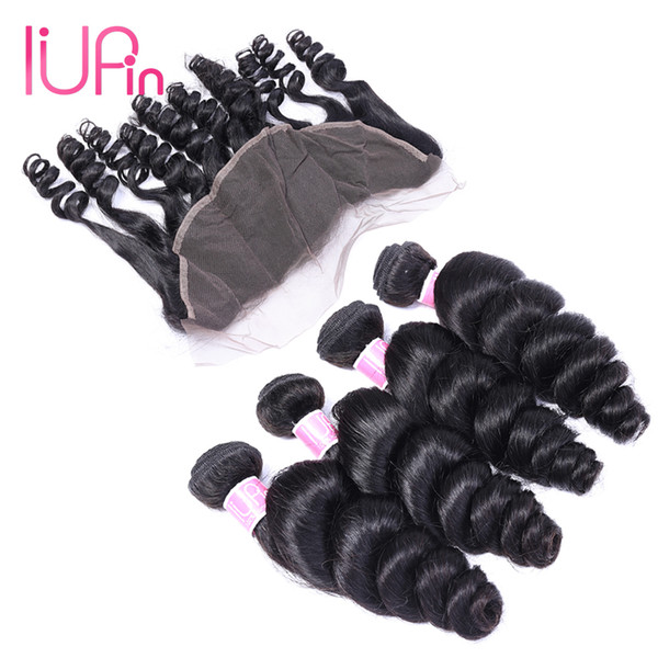 Brazilian Virgin Hair With Closure 3 Bundles Loose Wave Human Hair With Lace Frontal Closure Unprocessed Brazilian Hair With Lace Closure