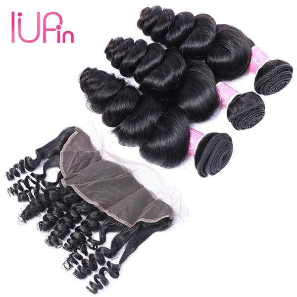 Loose Curly Hair 4 Pcs Lot Brazilian Virgin Human Hair Double Weft 8''-28''Bundles With 13x4 Lace Frontal 8''-20''On Sale Free