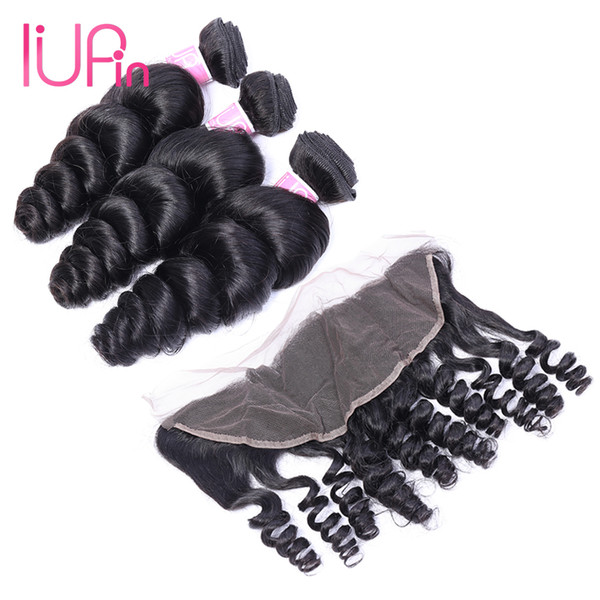 Malaysian Virgin Human Hair Extension Loose Wave With Closure Lace Frontal Closure 13x4 Tissage Cheveux Humain IUPin Hair Products