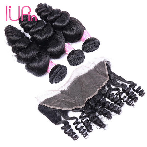 Loose Wave With Lace Frontal Closure 13x4 Ear To Ear Mlaysian Virgin Hair With Closure 3 Human Hair Bundles With Closure IUPin Hair