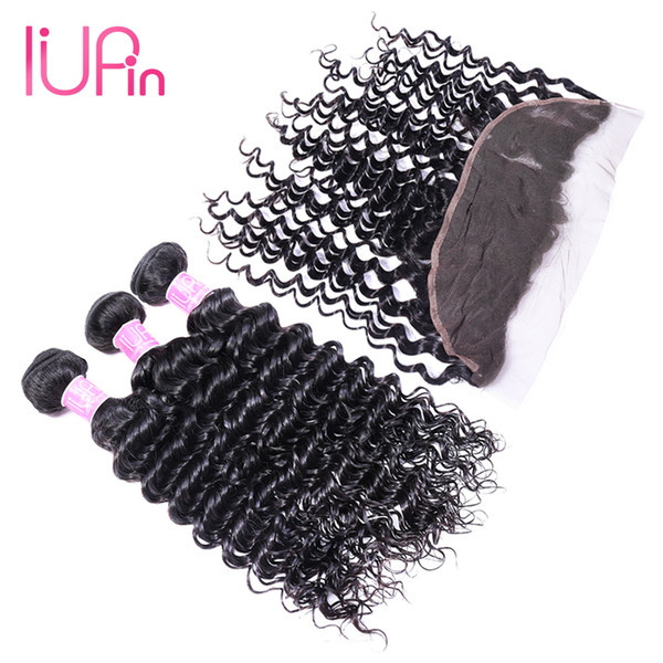 Brazilian Virgin Hair With Closure Unprocessed Deep Wave 3 Bundles With Lace Frontal Closure 13x4 Tissage Cheveux Humain Avec Closure
