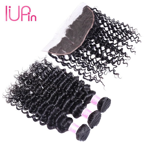 3 Bundles Brazilian Virgin Deep Wave Curly With Lace Frontal Closures 13x4 Full Lace Frontals Human Hair Wefts With Closure Ear to Ear