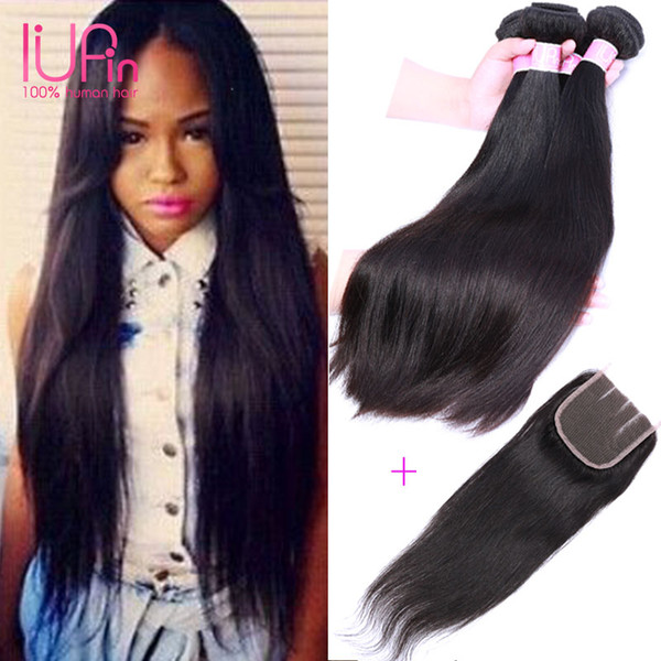 8A Malaysian Virgin Hair Straight Wave 4 Bundles With Lace Closure Unprocessed Malaysian Straight Hair With Human Hair Bundles Free