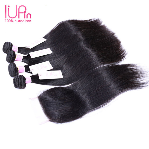 Closure And Bundle Raw Indian Hair 4 Bundles Straight Hair Wave With Closure 5 Pieces/Lot Indian Lace Closure With Human Hair Weaves