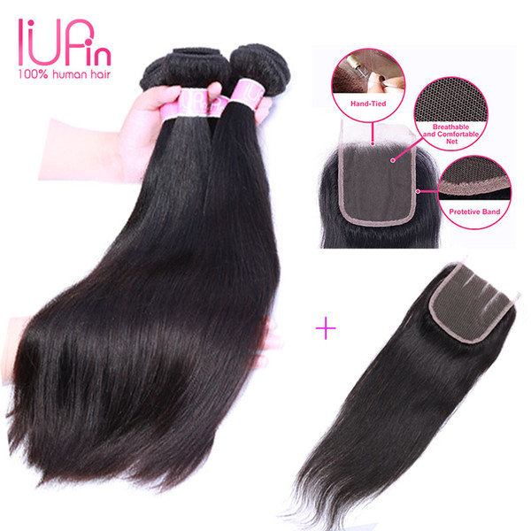 Malaysian Straight Hair With Human Hair Weft 5 Pieces/Lot Straight Wave Malaysian Virgin Hair With Closure 4 Bundles With Lace Closure