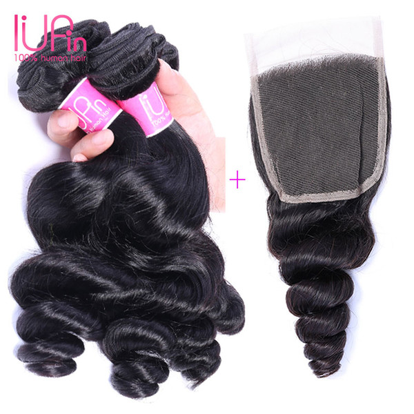 Brazilian Loose Wave 3 Bundles With Lace Closure Unprocessed Human Hair Weave Brazilian Virgin Hair With Closure IUPin Hair Products
