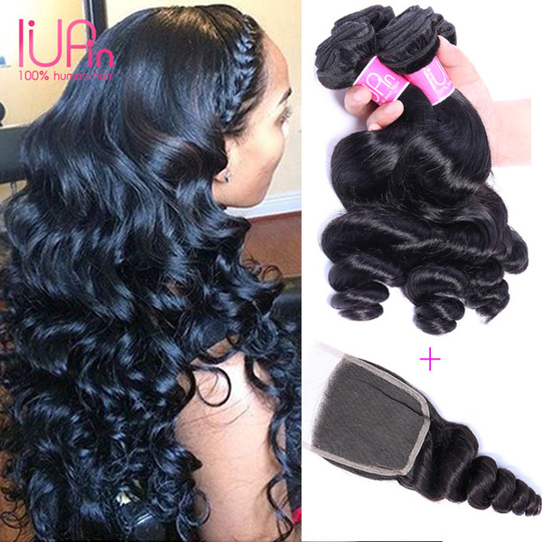 Cambodian Loose Wave Hair With Closure Natural Black 100% Loose Wave Virign Human Hair 3 Bundles Wet and Wavy Cambodian Hair With Closure