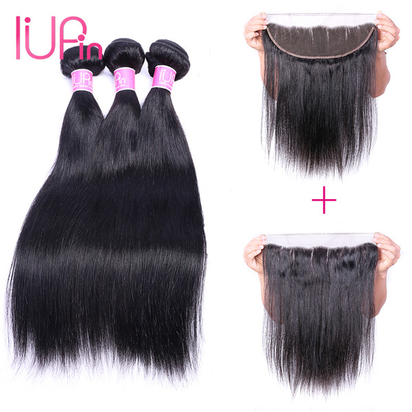 Brazilian Human Hair Bundles Straight Hair 3 Bundles with 13X4 Ear to Ear Lace Frontal Closure Virgin Hair Beauty Supplies 