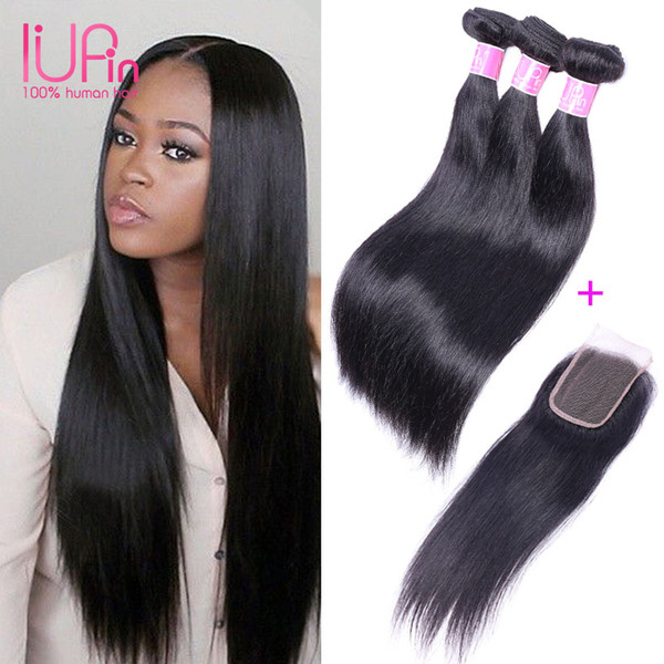 Raw Indian Hair Weave With Closure 3 Bundles Straight Weaves Closure And Bundles 4 Pieces/Lot Virgin Indian Hair Weave 