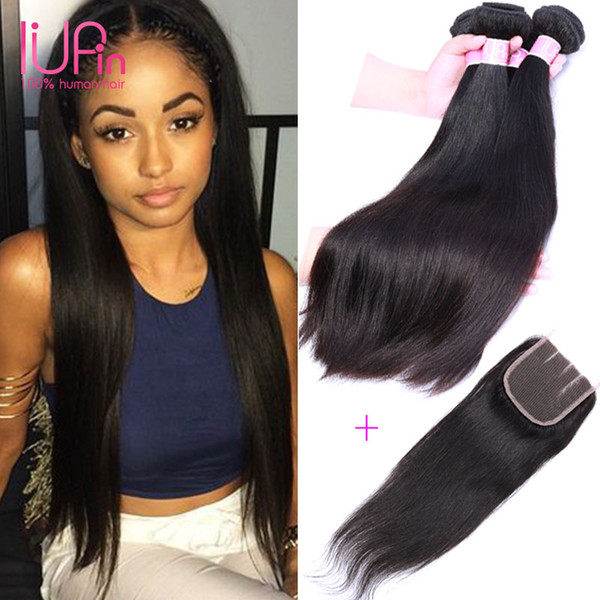 Full Lace Closure 4*4 Malaysian Straight Hair With Human Hair Weft 5 Pieces/Lot Malaysian Virgin Hair With Closure 4 Bundles With Closure