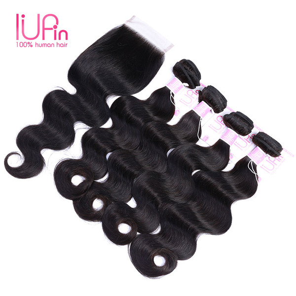 8A Brazilian Virgin Hair With Closure Extensions 3 Bundles Brazilian Body Wave With 4x4 Lace Closure Unprocessed Remy Human Hair Weave