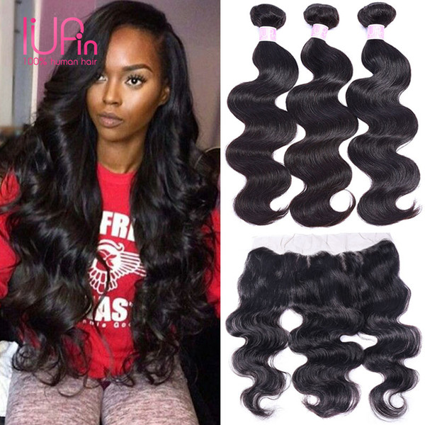 Brazilian Virgin Hair With Frontal Closure Bundle 13x4 Lace Frontal With 3 Bundles Human Hair Weft Body Wave Brazilian Frontal And Bundles