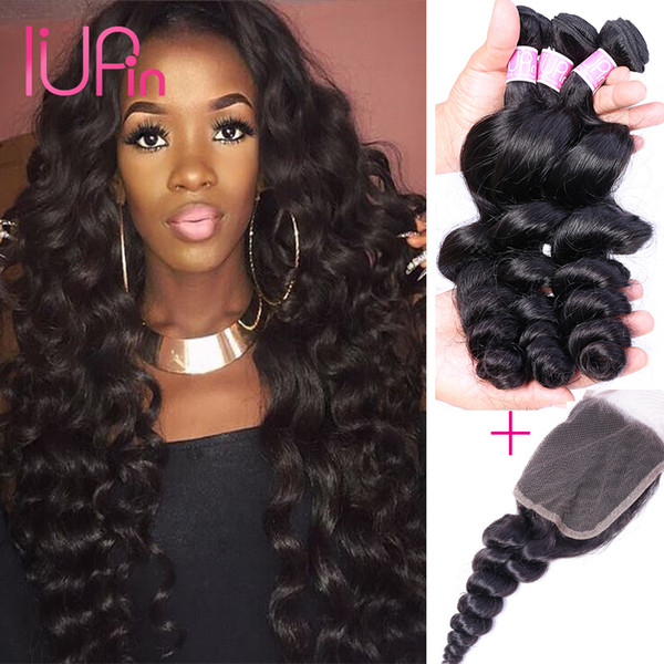 Malaysian Virgin Hair Loose Wave 3 Bundles with Lace Closure Malaysian Human Hair Weaves Loose Wave Beauty Supply On Sale