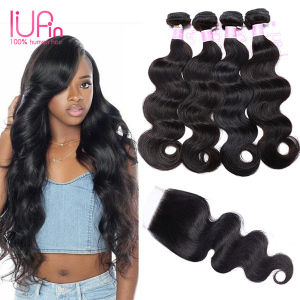 Beauty Supply Mink Brazilian Human Hair Weave With Closures Straight Brazilian Hair With Closure 4 Bundles Brazilian Body Wave With Closure