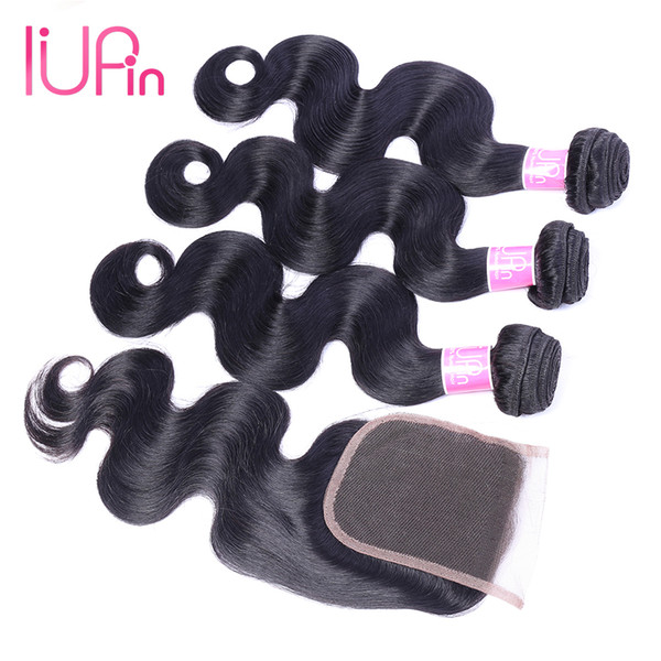 IUPin Hair Malaysian Straight Human Hair 3 Bundles with Closure Cheap Malaysia Virgin Hair Body Wave 4 Bundles Deals Beauty Supplies On Sale