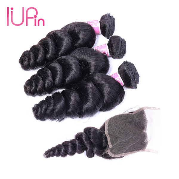 Peruvian Virgin Hair Loose Wave 3 Bundles with Lace Closure Peruvian Human Hair Weaves Loose Wave Beauty Supply On Sale