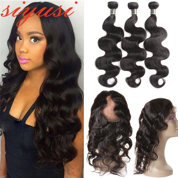 Peruvian Pre Plucked 360 Lace Frontal With Bundles Body Wave Hair Full 4 Pieces/lot Unprocessed Human Hair Bundles With Frontal