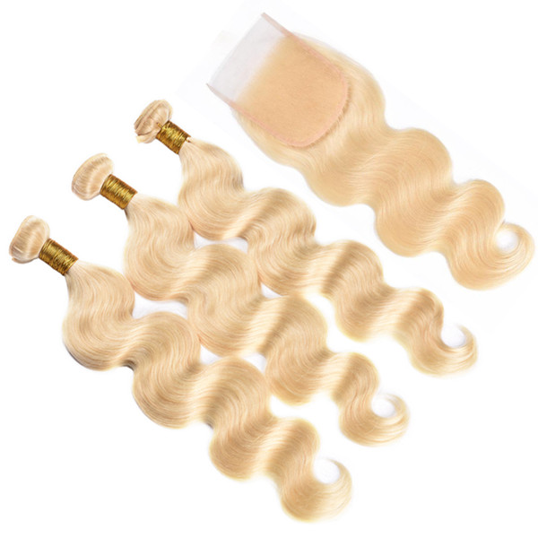 Brazilian Body Wave Hair 3/4 Bundles With Closure Siyusi Brazilian Hair Weave Bundles 613 Blonde Hair Bundles With Closure Free Shipping