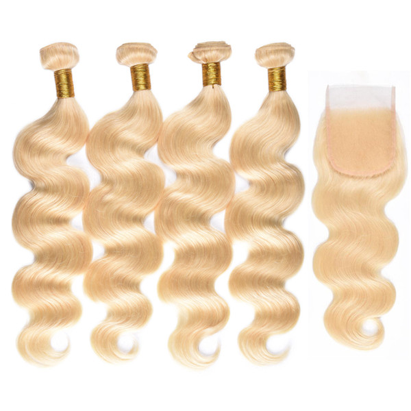 Brazilian Virgin Hair Body Wave With Closures 613 Blonde Bundles With Closure Human Hair Extensions 613 Blonde Bundles With Frontal