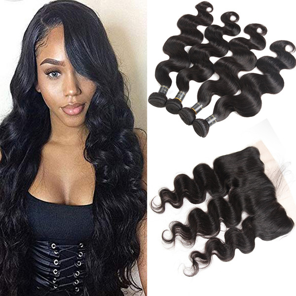 Malaysian Virgin Hair Body Wave 3 or 4 Bundles With Lace Frontal 13x4 Frontal Closure With Baby Hair 100% Unprocessed Human Hair Extensions