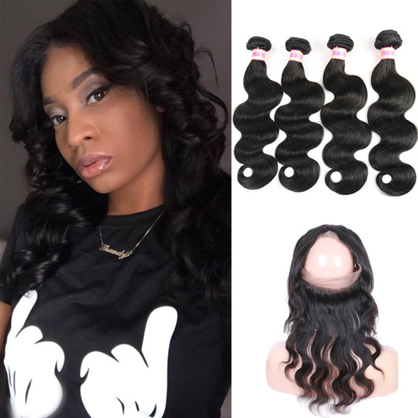 Siyusi Hair Products Pre Plucked 360 Lace Frontal 9A Unprocessed Brazilian Virgin Body Wave Hair Weaves 360 Frontal With Bundles