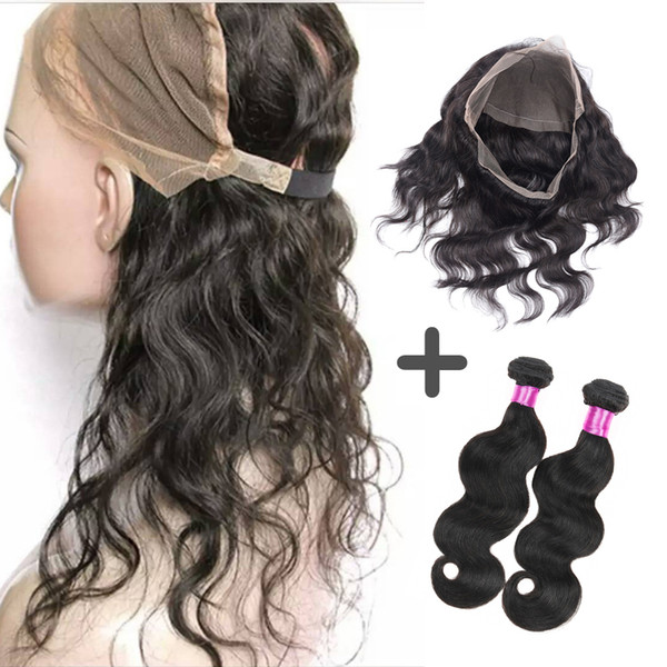 360 Lace Frontal Peruvian Virgin Body Wave Straight Hair Weaves Human Hair Bundles With Closure 360 Lace Frontal With Bundles