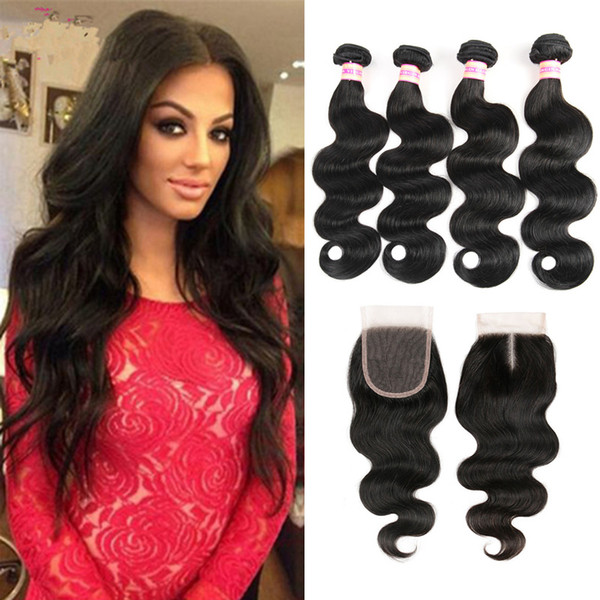 Peruvian Virgin Body Wave Hair With Closure 3 4 Bundles With Closure Grade 8A Virgin Unprocessed Human Hair With Closure