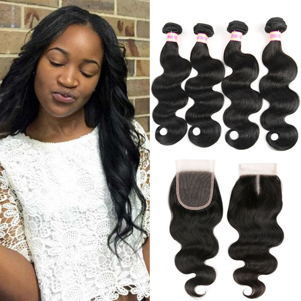 Brazilian Body Wave 3/4 Bundles With Closure Brazilian Virgin Hair With Closure Human Hair Bundle With Lace Closure