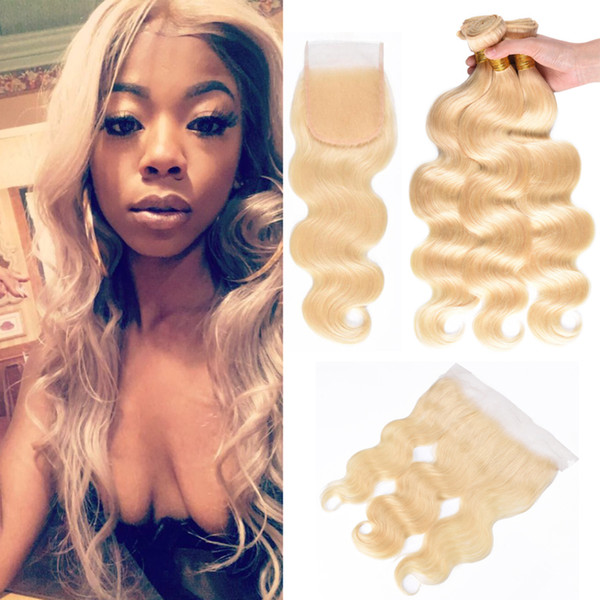 Malaysian Peruvian Indian Brazilian Virgin Body Wave Hair 613 Blonde Bundles With Closure Human Hair 613 Blonde Bundles With Frontal