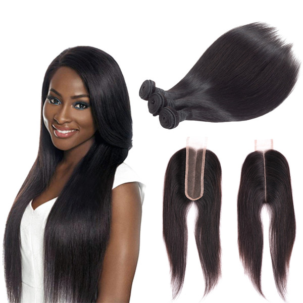 Msjoli Middle Part Lace Closure 2x6 Brazilian Human Hair Straight Hair Extensions unprocessed virgin remy hair weave