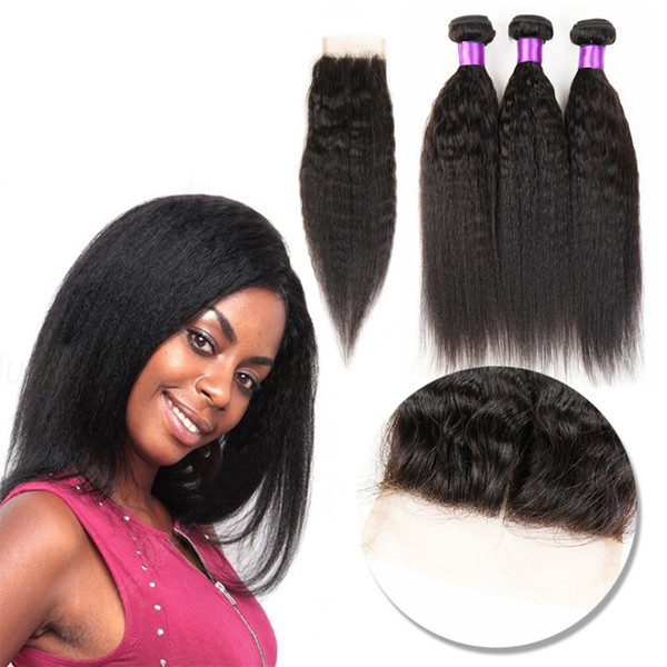 Malaysian Virgin Human Hair Yaki Kinky Straight Unprocessed Remy Hair Weaves Double Wefts 100g Bundle 1bundle lot Can be Dyed Bleached