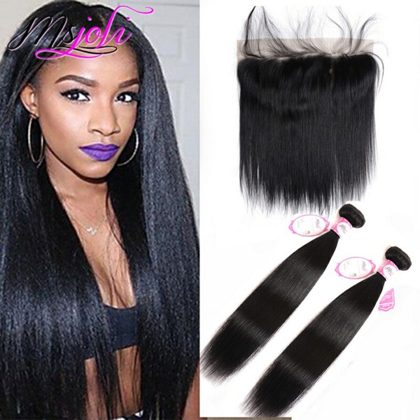 10A Peruvian Hair 2 Bundles with Lace l with Baby Hair 13x4 Frontal With Baby Brazilian Peruvian Malaysian Indian Hair