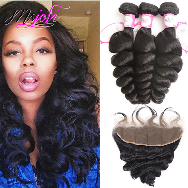 Malaysian Virgin Hair Extenisons Loose Wave Bundles With 13X4 Lace Frontal 4pcs/lot Human Hair Body Wave Deep Wave Straight Hair 8-28inch