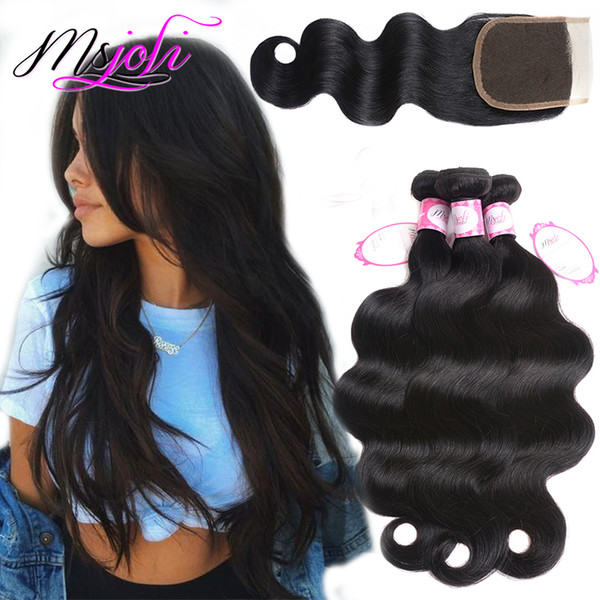 Malaysian Body Wave Human Hair Bundles With Closure Lace Closure With Bundles Cheap Malaysian Hair Weave Ms Joli