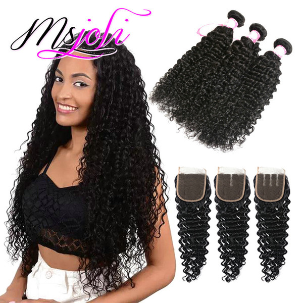 Brazilian Hair Weave Bundles Remy Human Hair 3 Bundles With Closure Deep Wave Brazilian human hair