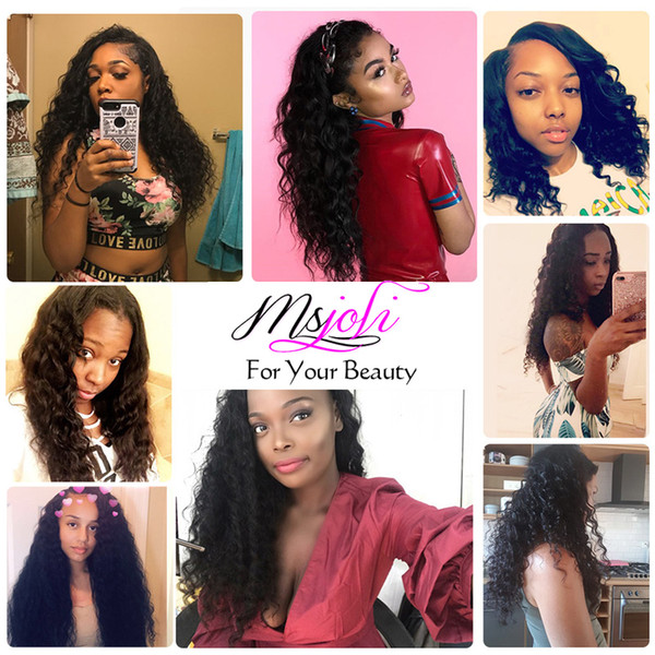 Msjoli Loose Peruvian Hair Bundles with Closure Human Remy Hair loose deep wae peruvian human hair bundle with closure