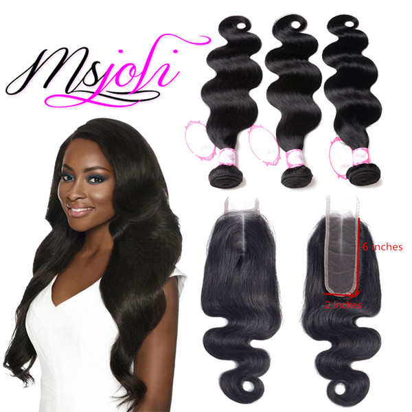 Indian Body Wave Human Hair bundle with 2 x 6middle part closure for raw indian body wave hair weave extensions