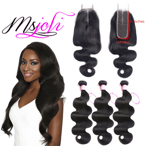 Human Hair Body Wave Double Weft Peruvian 3 Bundles With Closure Hair Weave, 100% unprocessed remy human hair for msjoli